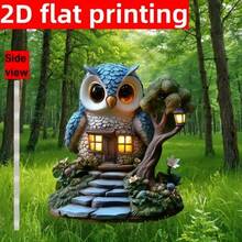 梦幻波西米亚风格亚克力猫头鹰花园桩，7.87 英寸 X 5.5 英寸 - 防风雨户外盆栽和花园装饰，异想天开的庭院艺术 - 多彩的 - 查看 7