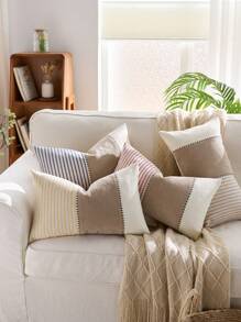 1 Stück Kationisch gewebter Tweed Kissenbezug, einfarbig, ganzjährig verwendbar, schlicht und modern, Farbe Morandi-Ton, geeignet für Sofa, Schlafzimmer, Balkon, Fensterbank, Outdoor, ohne Kissenkern, Herbstdekoration, Raumdekoration