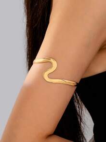 1 件时尚简约镂空金色海星设计开口袖口手链，金属臂带适合夏季海滩、派对、婚礼、音乐节、斋月、独立日、毕业典礼配饰 - 金黃色 - 查看 15