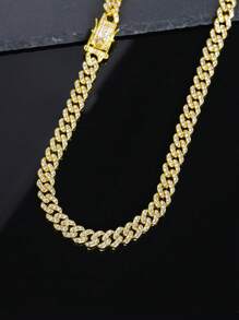 1pc 8MM Chain Link Rhinestones Miami Necklace Choker Hip Hop Jewelry