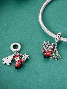 STYFNE 1 pieza Colgante con cuentas de árbol de Navidad, campana, Papá Noel, reno, muñeco de nieve, adecuado para pulseras DIY, joyería de mujer, pequeño regalo diario