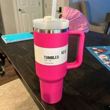 STANLEYSINCE 1913 40 OZStainless Steel Tumbler Double Wall Vacuum Insulated Portable Drinking Cup Travel Lced Coffee Mug  Summer Drinkware With Handle And Straw, Perfect ForTravel, Home, Office, Gift, Lce Drinks And Hot Drinks - Màu Hồng Tươi - Xem 4