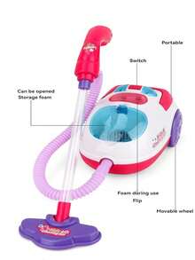 1pc Kids Realistic Vacuum Cleaner Toy Set, Mini Handheld Portable With Roller, Colorful Lights, Educational & Interactive Cleaning Playset, Suitable For 3-12 Years Old Boys And Girls, Gift