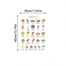1 件可爱卡通字母艺术海报，现代米白色教育艺术帆布画，防水帆布墙艺术，艺术墙画可作为礼物，可作为客厅、卧室、浴室、办公室、走廊、厨房装饰、房间装饰、家居装饰的装饰品（可选框架）