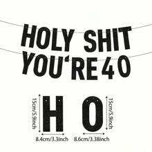 مجموعة واحدة من لافتات "Holy You're 18/21/30/40/50/60/70/80" اللامعة باللون الأسود، زينة حفلات عيد ميلاد سعيد لعمر 18/21/30/35/40/45/50/55/60/65/70/75/80/85/90 عامًا