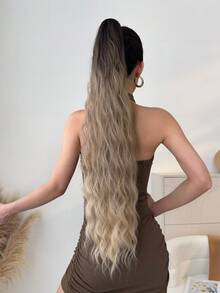 32 Inch Ombre Wavy Soft Synthetic Hair Extension, Suitable For Women, With Claw Ponytail - Ombre - View 5
