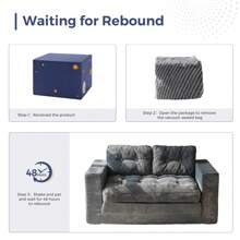 MAXYOYO Convertible Sofa Bed,Pull-Out Double Sofa Bed,2-In-1 Folding Sofa Bed Filled With High-Density Sponge,Folding Floor Sofa With Pillows,Suitable For Living Room,Bedroom,Study - 深灰色 - 查看 9