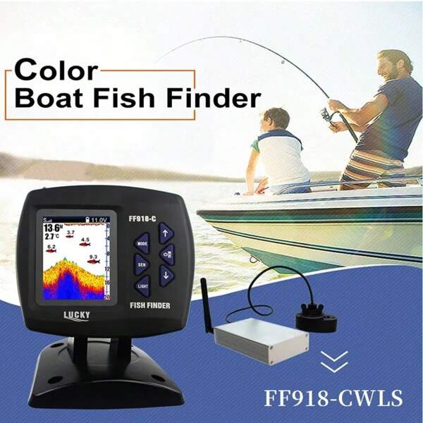 LUCKY FF918-CWLS Wireless Fish Finder - 980ft Remote Control Range, 45° Sonar Coverage, Remote Control Fishing Boat Accessory
