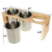 ZOO Paquete De 3 Soportes Para Cubiertos Organizador De Utensilios De Acero Inoxidable Con Base De Madera Organizador De Cubiertos Para Cucharas Cuchillos Y Tenedores Ideal Para Mesa De Cocina - Plata - View 2