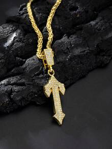 1pc Fashion Hip-Hop Style Cubic Zirconia Pendant Couple Necklace, Friend/Couple Gift - Pendant+Necklace - View 9