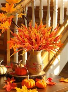 MEHELANY 2Pcs Artificial Autumn Lavender Fake Flowers Imitation Plastic Outdoor Flowers For Party Fall Home Decor, Wedding Engagement Centerpieces, Bridal Shower Decorations, Bouquet Decorations, Birthday Party Centerpieces, Making Wreaths, Indoor And Outdoor Garden Decorations