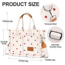 Canvas Tote Bag For Women With Pockets Crossbody Bag Tote Shoulder Handbags Casual Work Bags Everything Tote Bag - 小草莓 - 查看 2