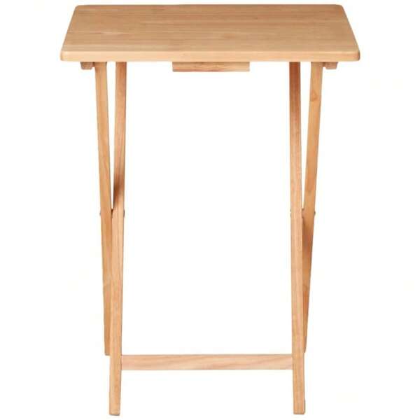 Natural Finish Single Folding TV Tray Table | Indoor Portable Snack Table | 19x15x26" Compact Design