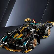 1690 件黑金色静态 V12 跑车积木玩具，1:18 比例成人收藏赛车模型拼装套件，青少年和成人生日礼物