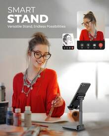 Universal Adjustable & Foldable Mobile Holder Tabletop Phone Desk Stand: Multi-Angle, Anti-Slip Mobile Stand Compatible With All Device - White - View 5