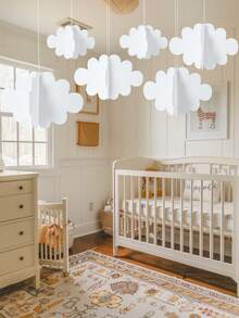 16 piezas Decoración colgante de nubes 3D de fieltro, adecuado para techo, decoración de pared, accesorios de nubes artificiales, aplicable para cumpleaños, fiesta de boda, escenario artístico, techo, baby shower, decoración del hogar - Blanco - Ver 3