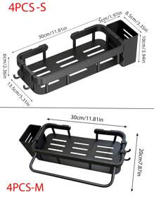 1 pieza, Estantería de almacenamiento para baño montada en la pared, sin necesidad de perforar, cesta de ducha, estantería para ducha, de acero inoxidable, con ventosa, estantería para inodoro, organizador para inodoro