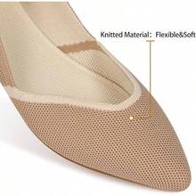 Womens Flat Shoes Classic Pointed Toe Flats Knitted Dress Shoes Soft Comfortable Dressy Flats Women - 駱駝 - 查看 4
