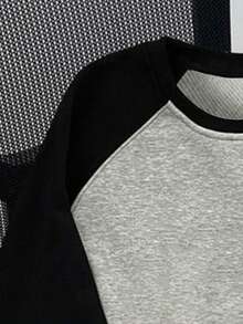 Sudadera holgada de manga larga con estampado de eslogan y fideos para adolescentes, adecuada para la escuela, vacaciones, compras, deportes y otras ocasiones, otoño/invierno - Gris - Ver 4