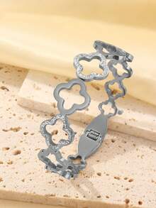 18K镀金不锈钢幸运花手链，情人节送给她的贴心礼物