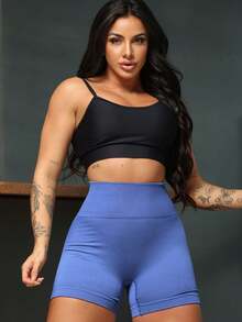 jelik fashions Bermuda Shorts Women's Shorts Premium Ribbed Polyamide Fabric Non-Transparency Gym Fitness - 青碧色 - 查看 5