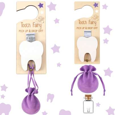 3pcs Tooth Fairy Tooth Holder Bags, With Coin Slot Memorabilia Bottle Velvet Bag Tooth Fairy Box Encouragement Gift, Suitable For Boys And Girls Losing Teeth