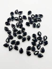 20/100 件 10*14 毫米水滴形手工缝制玻璃珠，不对称形状玻璃爪珠，服装鞋包配饰 - 黑色 - 查看 1