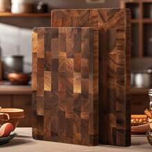 1 pieza Tabla de cortar de madera de acacia premium - Tabla de cortar sólida y duradera de madera rectangular, adecuada para carne, queso, pan y preparación de alimentos | Superficie, textura de grano natural, tabla de preparación de cocina elegante para uso doméstico y profesional, tabla de cortar de pan multifuncional - Diseño de madera natural