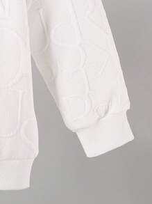 Set de 2 piezas para niños, chaqueta de manga larga con patrón de letra grande y estilo deportivo de tela jacquard y pantalones casuales ligeros, adecuado para uso diario o actividad al aire libre