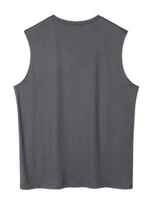 Men's Summer Casual Seagull Printed Round Neck Tank Top - Dark Grey - View 3