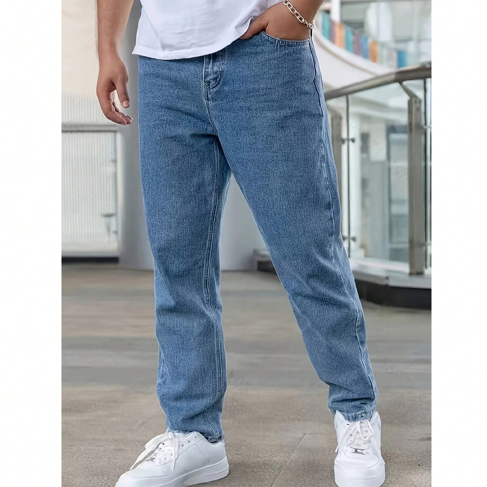 Jeans de mezclilla lavada versátiles y minimalistas de moda para hombre, casuales para casa y exterior, regalo del DĂa del Padre