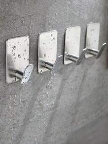 Gancho de acero inoxidable, gancho adhesivo sin perforar para el baño, detrás de la ropa en la puerta, gancho de metal