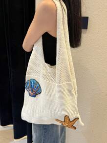 Bolso de mano minimalista suave de punto, nuevo bolso de mano casual versátil de gran capacidad para ir al trabajo para mujeres