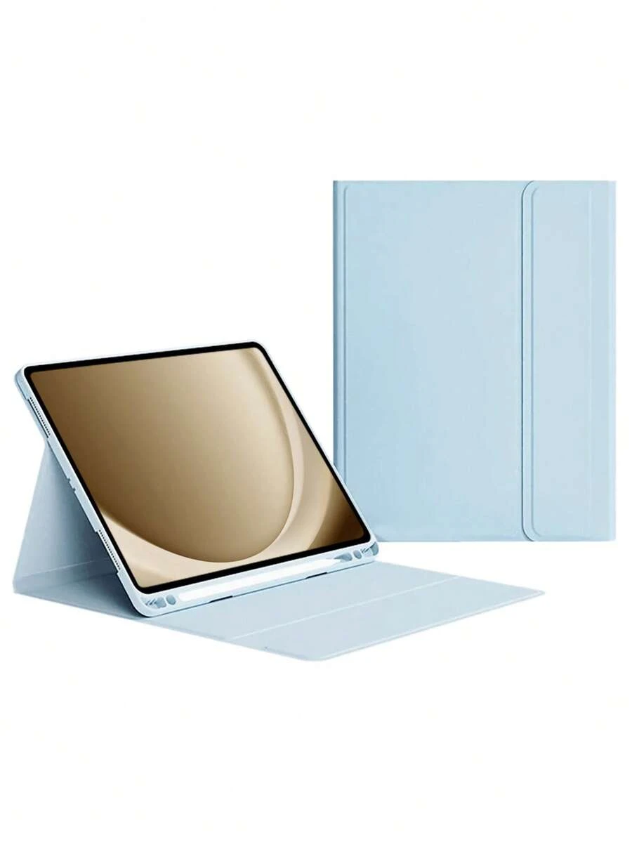 TenYide 兼容iPad系列,磁吸皮套带笔架,兼容三星Tab A9+,可容纳蓝牙磁吸键盘,磁吸稳定,平板保护套多色可选,浅蓝色 - 淺藍色 - 查看 1