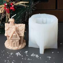 3D圣诞屋蜡烛硅胶模具DIY创意小屋香薰石膏模具家居装饰圣诞装饰礼物工具 - 白色 - 查看 5