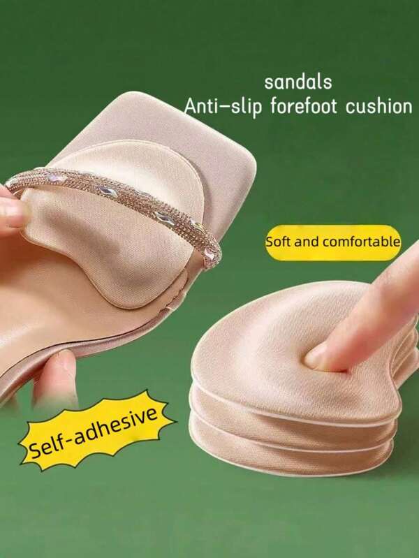 1 Pair Summer Sandals Forefoot Anti-Slip Pads, Sponge Material Sweat Absorbing Cushion Comfortable Insole, With Adhesive Backing Suitable For Women