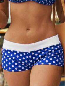 女士波尔卡圆点印花露背比基尼套装，夏季度假海滩 - 彩色 - 查看 3