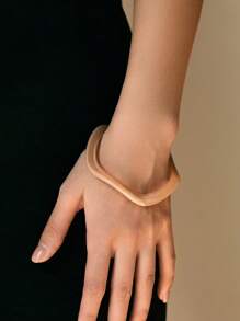 1pc Elegant Wavy Resin Wide Bangle Bracelet, Versatile Beach Vacation Style