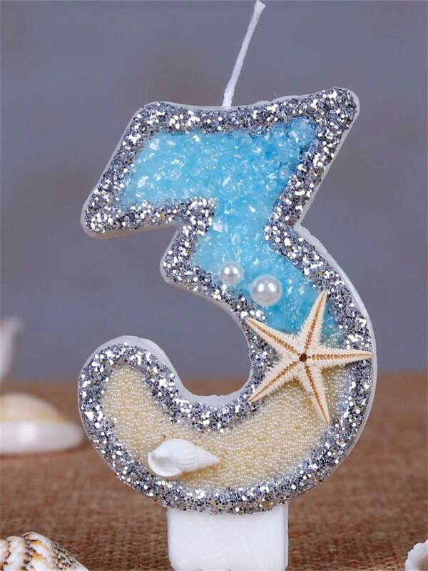 1 pieza Vela digital con decoración de estrella de mar y velas de fiesta para tarta de cumpleaños, con temática veraniega