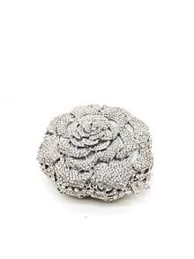 Ví cầm tay mini sang trọng, thanh lịch, đính pha lê, thiết kế hoa hồng, họa tiết hoa lấp lánh, túi xách dạ hội kim loại đính kim cương thủ công, ví đựng pha lê, dây đeo có thể tháo rời, hoàn hảo cho các bữa tiệc, đám cưới và các dịp trang trọng (không thích hợp để đựng điện thoại), món quà tuyệt vời nhất dành cho nàng. - Bạc - Xem 5