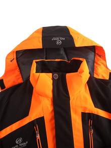Men's Winter Ski Jacket, Outdoor Fashion Thick Ski Jacket, Men's Hooded Thick Mountaineering Windbreaker, Korean Casual Stylish Ski Jacket With Large Pockets - Orange - View 5