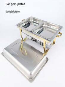 1 Set, Stove, Hanging Cover-Style Dining Warmer, Stainless Steel Catering Warmer Server | Home Stainless Steel Insulated Hot Pot Buffet Warmer | Buffet Warmer With Cover For Restaurants | Food Warmer | Food Warmer Plate For Catering, Parties, Weddings, Only For Cooking | Buffet Warmer, Thick Gold-Plated Stainless Steel Hotel Buffet Warmer, Restaurant Dining Warmer, Square Folding Cover Hotel Buffet Warmer, Food Storage Box