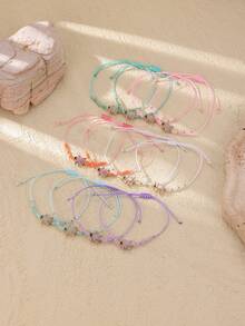 12 件波西米亚风格沙滩海龟装饰脚链套装（女士） - 多色14 - 查看 4