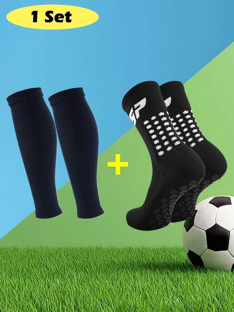 FLSHMCEN 1 par de calcetines deportivos para hombre para fútbol, baloncesto y otros deportes con almohadillas antideslizantes y sujetadores - Blanco - Ver 13
