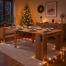 Advwin 118" Extendable Dining Table With Storage, Folding Multipurpose Table For 2-12 People, Modern Wooden Table For Meetings, Weddings, Office, Party - 棕色 - 查看 9