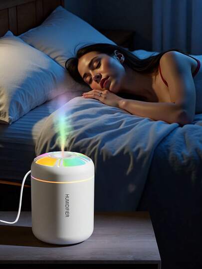 1 件带变色灯的香薰机，便携式 USB 供电夜灯，适用于家庭、办公室、卧室、汽车的空气加湿器，安静的桌面彩色灯