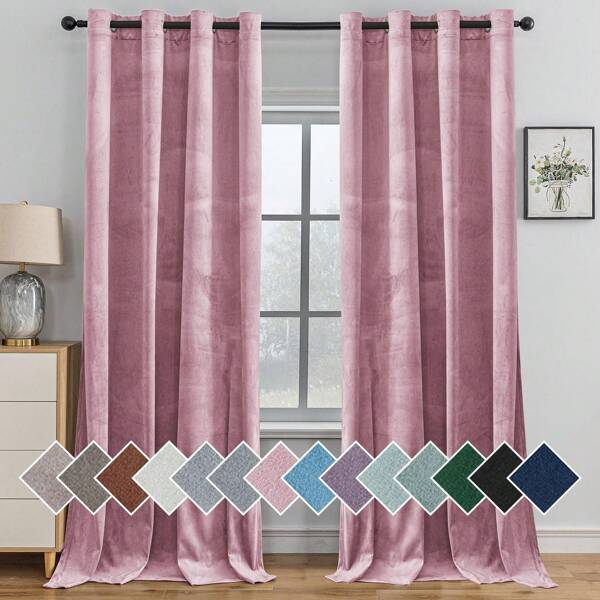 YSTYLE Ystyle Vorhänge Samt 2 Stück Set, Blickdichte Vorhänge mit Löchern, Verdunkelungsvorhänge, Vorhänge, Wärmeschutzvorhänge, Wohnzimmer Verdunkelungsvorhänge, dicke Vorhänge