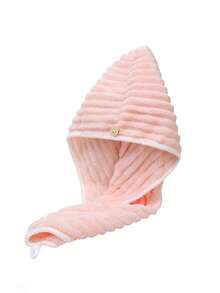 1 件装珊瑚绒柔软毛巾帽，厚吸水速干发巾，波浪图案 - 彩色 - 查看 12