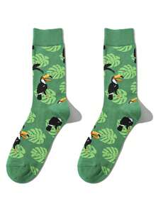 1 đôi tất nam họa tiết chim hoạt hình ngộ nghĩnh, thích hợp cho mặc hàng ngày, món quà hoàn hảo cho người yêu động vật, lý tưởng cho các bữa tiệc và sự kiện xã hội, tất unisex mùa thu/đông. - Nhiều màu - Xem 5