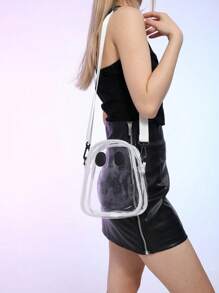 1 pièce Sac en plastique transparent en forme de fantôme pour Halloween, sac à bandoulière croisé mignon et amusant pour femmes, convenant pour les fêtes et les vacances, sac transparent imperméable et anti-sable, cadeau d'Halloween